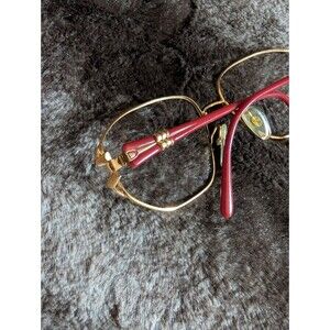 Vintage Christian Dior Eyeglasses Frames Red Butterfly Gold Logo Retro Glasses